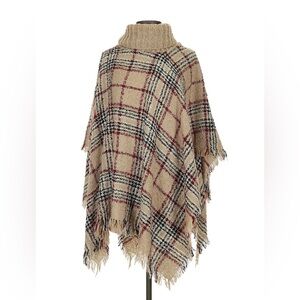 Plaid Turtleneck Poncho